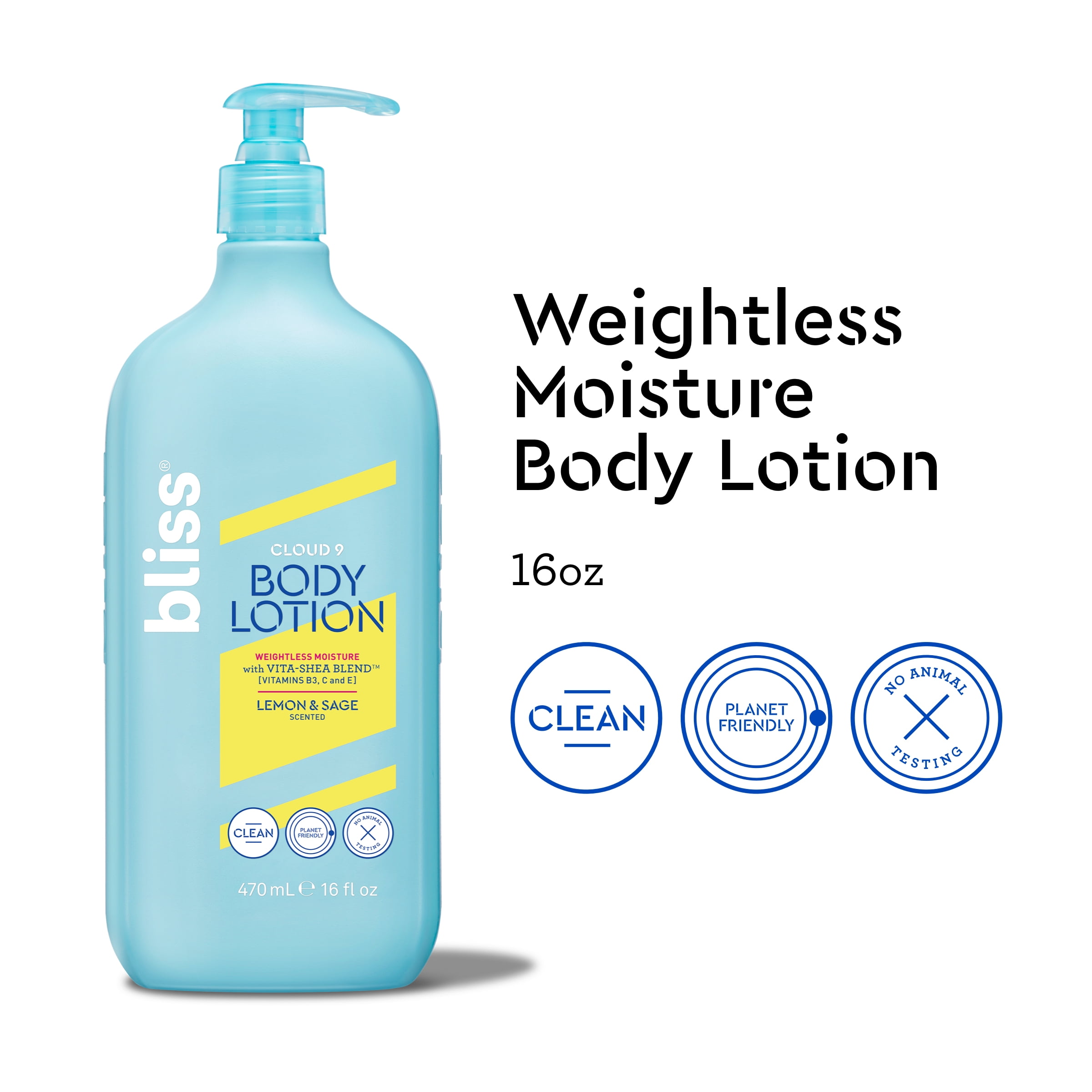 Bliss Cloud 9 Body Lotion Weightless Moisture, Lemon & Sage, 16oz