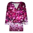 thumbnail image 5 of LiMoi Women's V Neck Blouse with Christmas Print 3/4 Sleeve Loose Fit Top Tees Tshirts for Christmas My Items, 5 of 5
