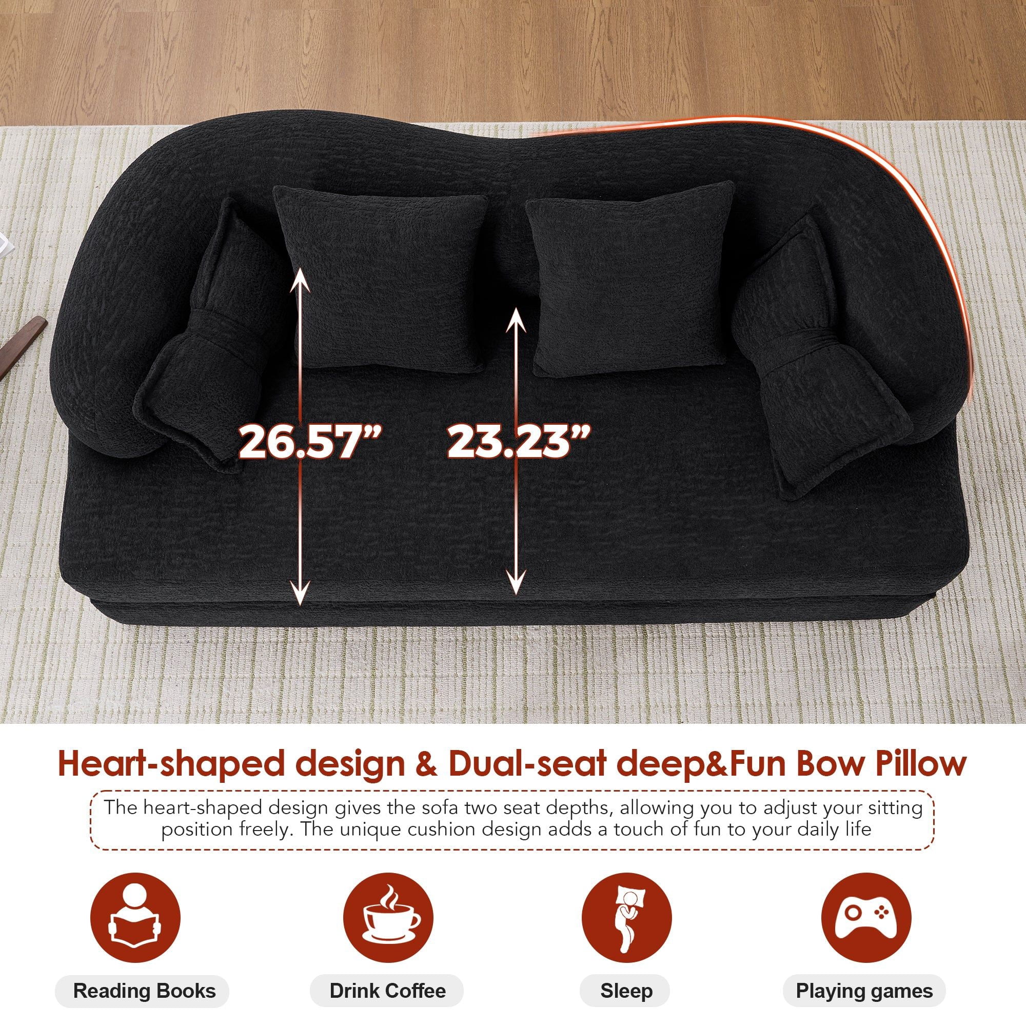 Sailvan 2-in-1 Foldable Sofa Bed 70 Inch Boneless Convertible Sleeper Sofabed with 4 Pillows