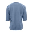 thumbnail image 7 of Womens Soft Basic T Shirt Summer Tops Short Sleeve Button down V Neck Tees Casual Work Outfits Everyday Wear by Yigetop Light blue XL, 7 of 7