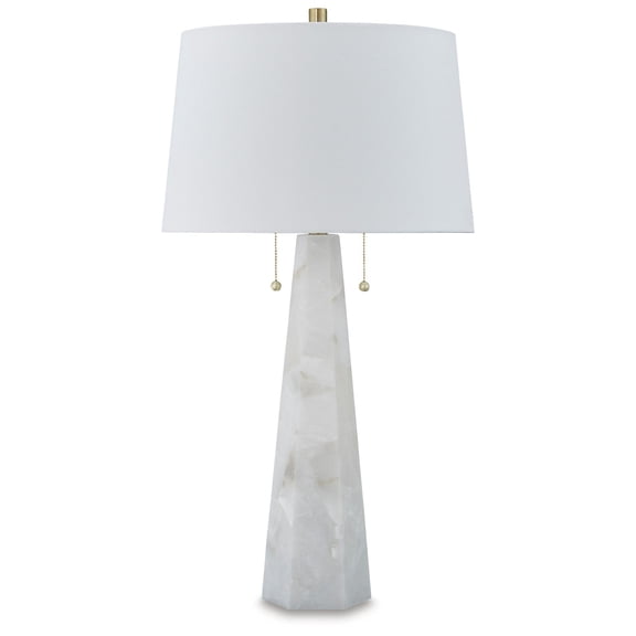 Signature Design by Ashley Laurellen Modern White Alabaster Table Lamp with Dual Lights