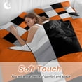 thumbnail image 4 of Orange Gray Duvet Cover Set King Size, Black Geometric Abstract Color Block Plaid 4 Piece Soft Microfiber Bedding Set with 1 Duvet Cover, 1 Flat Sheet, 2 Pillowcases, 4 of 9