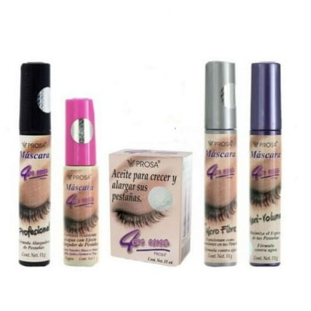 Prosa 4-in-1 Mascara & Eyelash Growth Oil Set – Professional Volume, Length & Strength Formula (5 Pieces)