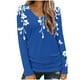 thumbnail image 2 of Ailaofu Long Sleeve Shirts for Women Fall Fashion Basic Trendy V-neck Floral Printed Casual Tops, 2 of 5