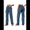 thumbnail image 3 of Pantalones Cargo de Cintura Alta para Mujer, Pantalones Casuales de Pierna con 6 Bolsillos. Azul XL, 3 of 7