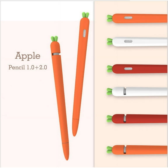 LNGOOR For Apple Pencil Silicone Holder Sleeve for 2nd Generation Protective Skin Cover Magnetic case and Nib Cover Non-Slip Smooth Grip Cute Carrot Accessories with Pencil Tip Cover for iPad Pro