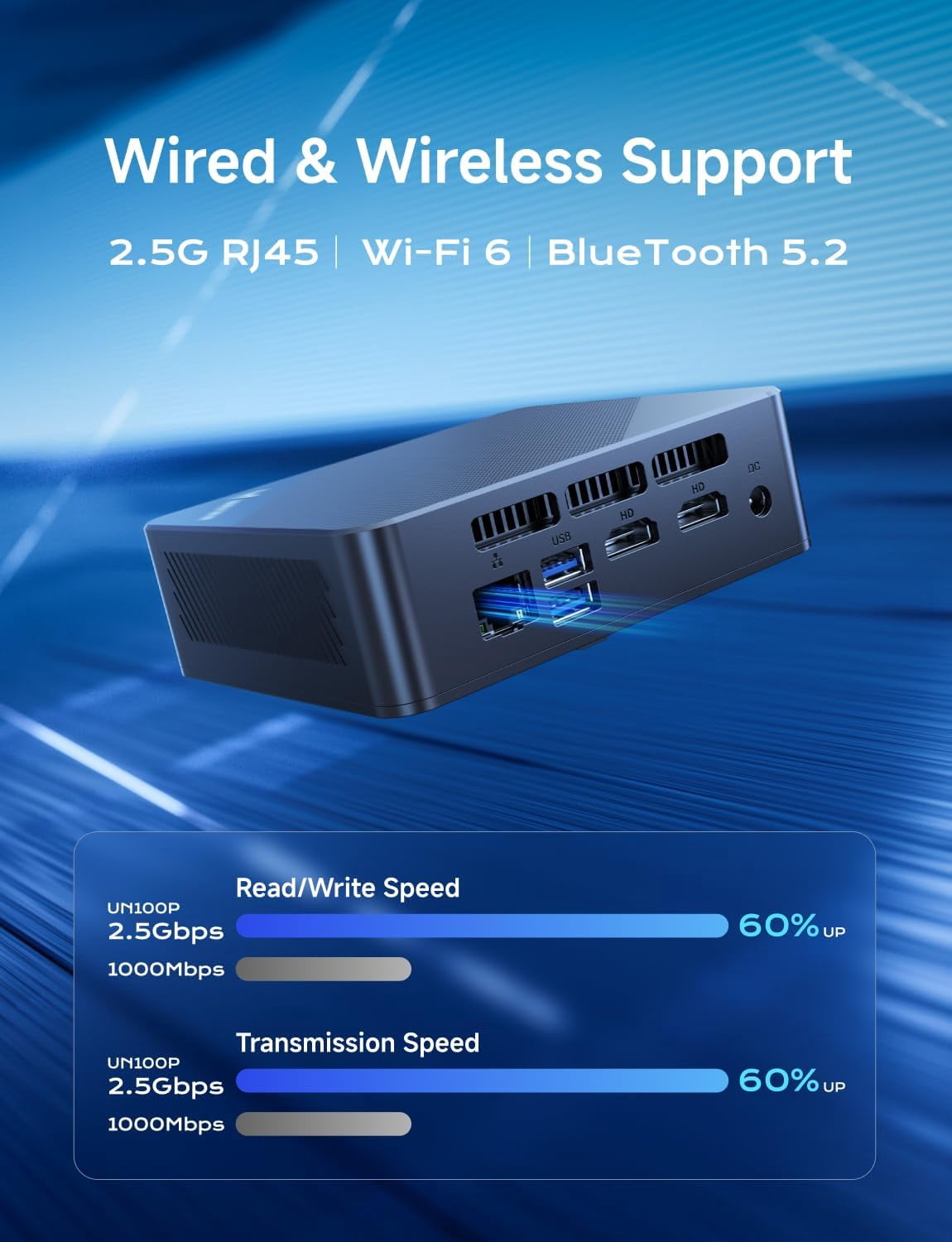 MINISFORUM UN100P Mini PC Intel N100 Processor Desktop Computer