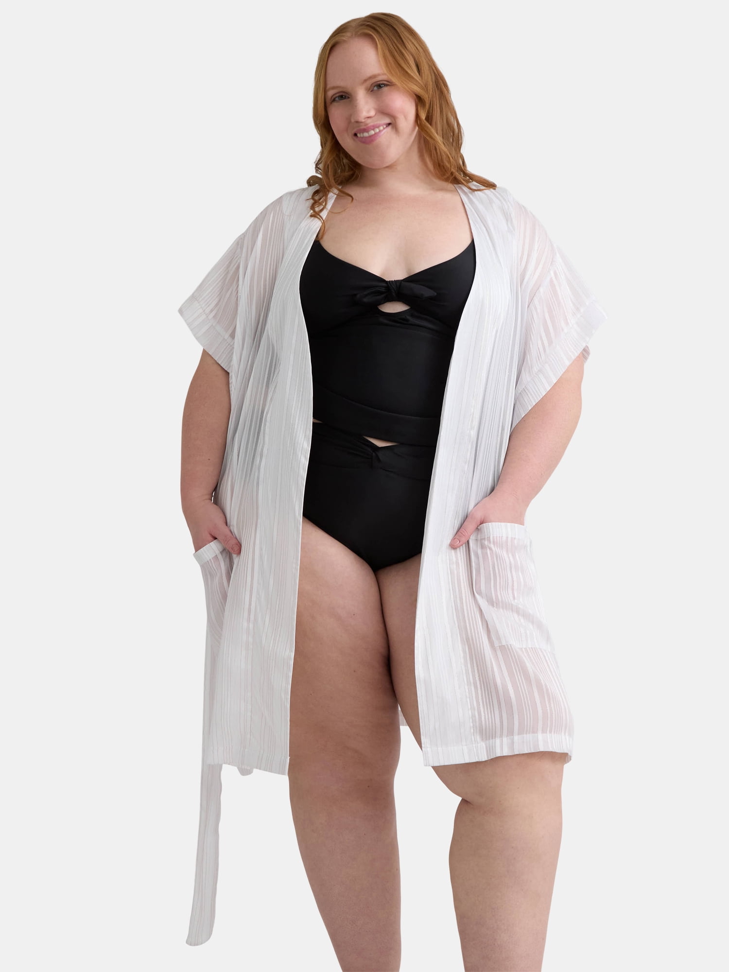 Jessica Simpson Women's Lurex Kimono Robe Swim Coverup, Sizes XS-XXL