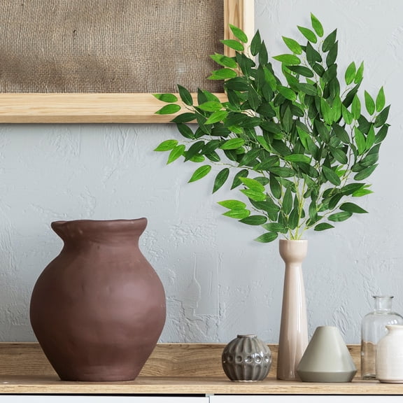 6 Pcs Artificial Plants, Artificial Italian Ruscus Greenery Stems, Faux Green Leaf Garland Branches, Hanging Greenery Spray for Wedding Bouquet Arch Table Centerpieces and Home Decor 26"