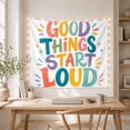 thumbnail image 5 of Good Things Start Loud Quote on Off-White with Sparkles, Playful Retro for Art Lovers, Bold Typography Decor, New Home Gift, Tapestry Wall Hanging for Studio and Bedroom, 5 of 7