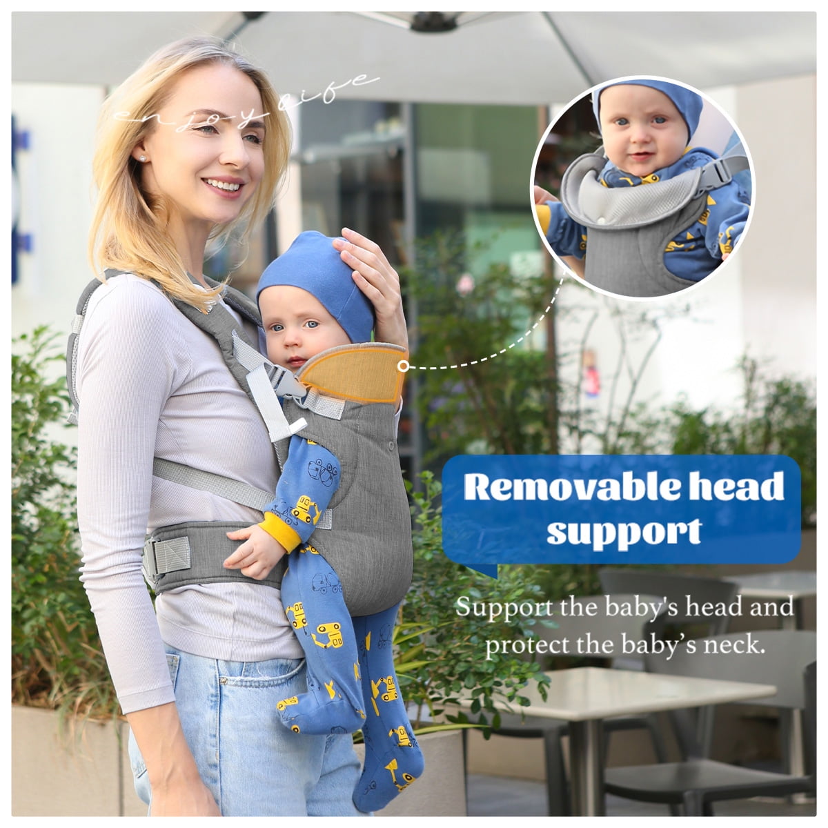 Baby carrier with head support on sale