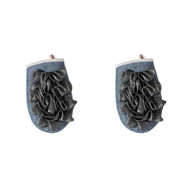 Inteprter Toalla de doble Guantes de baño reutilizables Toallita exfoliante para la ducha Limpieza del baño corporal Herramienta de baño Gris 2piezas