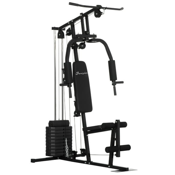 Soozier Machine de Gym à Domicile, Équipement de Gym Multifonction avec Empilage de Poids de 99lbs pour Dos, Poitrine, Bras, Jambes et Entraînement Complet du Corps