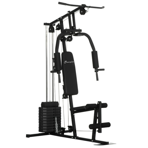 Soozier Machine de Gymnastique à Domicile Équipement de Gymnastique Multifonction avec Pile de Poids de 99lbs pour le Dos, la Poitrine, le Bras, les Jambes et l'Entraînement Complet du Corps