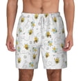 thumbnail image 2 of Picia Bee pattern Mens Swim Trunks with Compression Liner Stretch Beach Shorts Quick Dry with Zipper Pockets No-Chafing Board Shorts-X-Large, 2 of 8