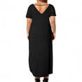 thumbnail image 4 of Guluxicc Women's Plus Size Dresses Summer Casual Loose Pocket Short Sleeve Slits Long Maxi Dress Trendy Wear, 4 of 5