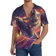 thumbnail image 3 of Honeii 's Astronaut Dolphin for men's short-sleeved button-up collared shirt featuring a pocket, perfect for beach vacations, and travel adventures., 3 of 5
