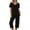 Black, variant on cfhntfmh Pajama Sets for Women Soft V Neck Short Sleeve Basic Tshirts 2 Piece Casual Capri Pants Loungewear Sleepwear Sets