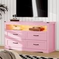 thumbnail image 7 of FANRAL 4 Drawers Dresser & Open Shelf for Bedroom,Modern Wooden Chest of Drawers with LED Light,Storage Organizer Dresser for Closet,Pink Dresser, 7 of 7