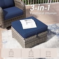 thumbnail image 6 of Joyside 5 PCS Wicker Patio Furniture Set, Rattan Patio Chairs with Sofa and Ottomans, Deep Seating, High Back, Thick Cushions, Outdoor Furniture Set for Deck Porch, DarkBlue, 6 of 7