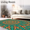 thumbnail image 2 of ODIKA 4'x6' Machine Washable Non-Slip Area Rug, Sunburst Style with Radial Petal High Traffic Rug, Orange, 671973, 2 of 7