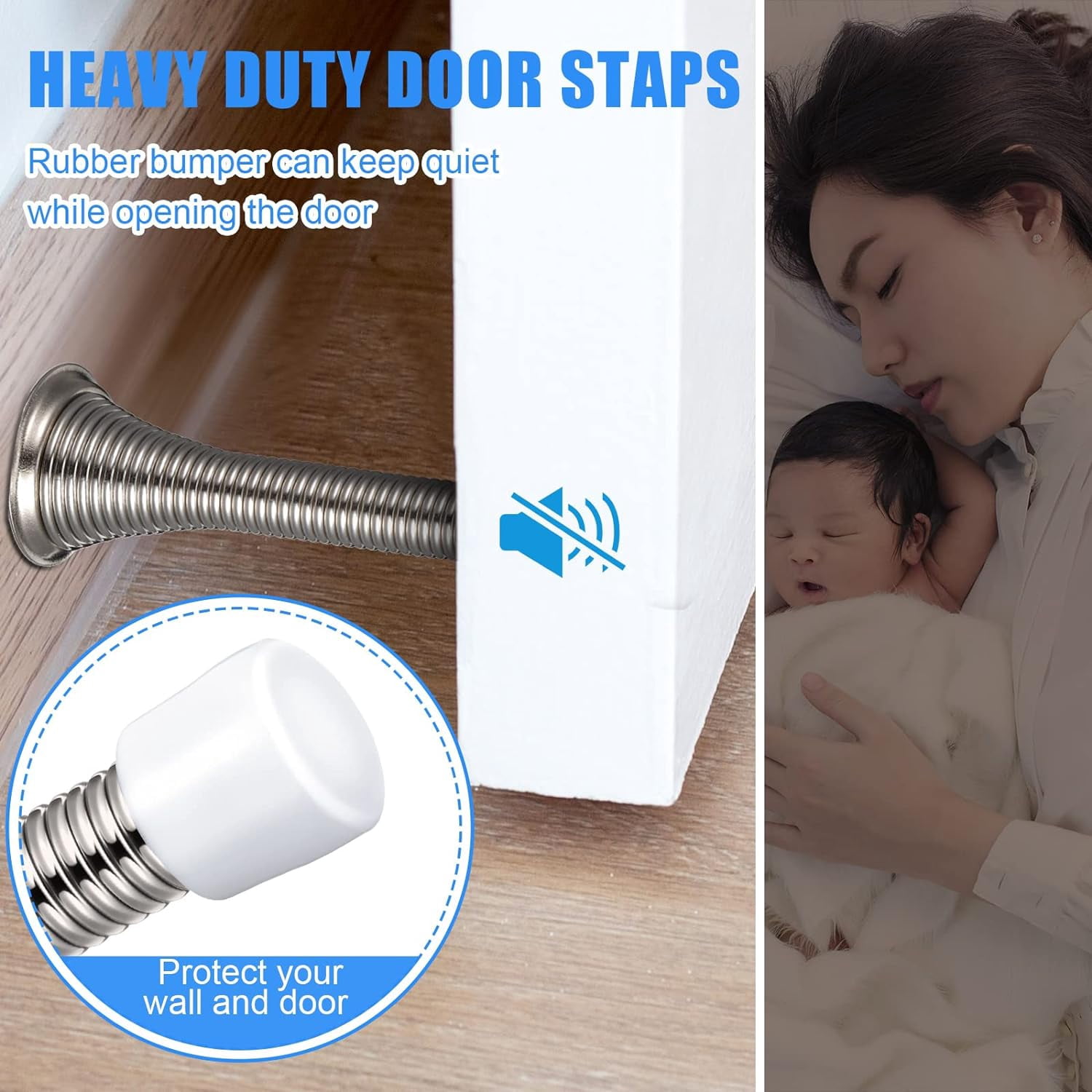 36 Pieces Spring Door Stopper with Rubber Bumper Flexible Spring Heavy Duty Wall Door Stop for Home Offices Schools(Brushed Silver)