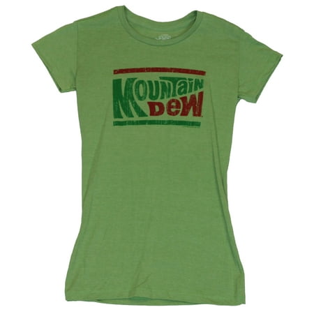 - Mountain Dew Girls Juniors T-Shirt - Two Color Classic Old School Logo Image
