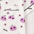 thumbnail image 5 of Women's Satin Halloween Pajamas Sets with Shorts Soft Button down Short Sleeve Shirts Wide Leg Shorts 2 Piece Pumpkin Printed Graphic Sleepwear Loungewear Pjs Set X_White S, 5 of 7
