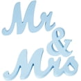 thumbnail image 2 of EastVita Adeeing Mr and Mrs Logo Wedding Table Wooden Wedding Logo Heart Table Decoration Large Mr&Mrs Wooden Letters Just Married Logo Vintage Wedding Anniversary Party Decoration Light Blue, 2 of 10