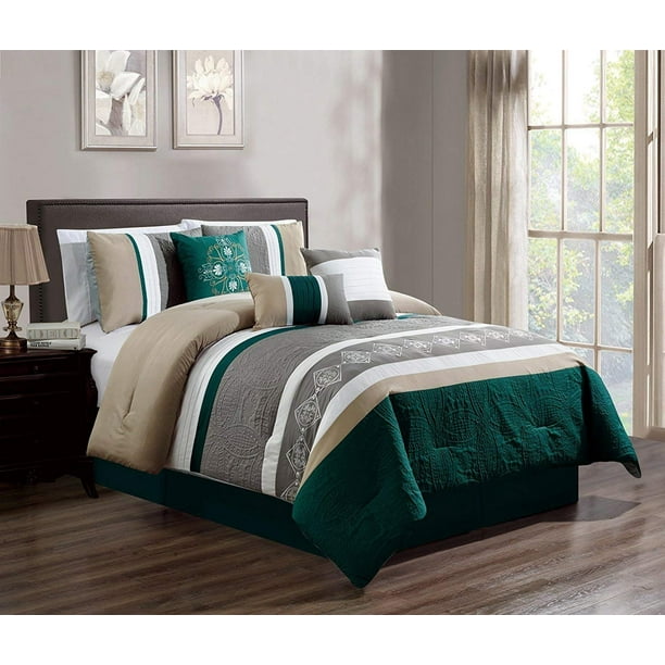Hgmart Bedding Comforter Set Bed In A, Teal Queen Size Bed Skirt