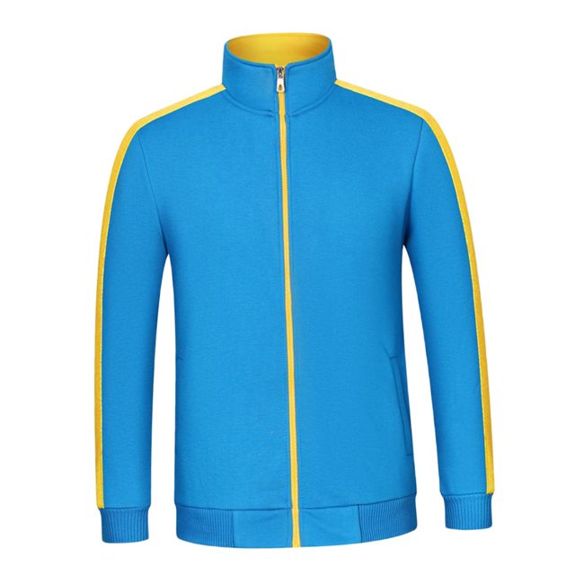 Chaqueta Corta de Invierno Forrado Cálido de para proteger Casual Cuello Alto con Cremallera para Deporte Azul amarillo l jinwen Chaquetas cortas con cremallera