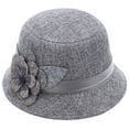 thumbnail image 1 of Retro Spring Summer Flower Linen Wide Brim Cocktail Party Travel Ladies Hat Gift, 1 of 10