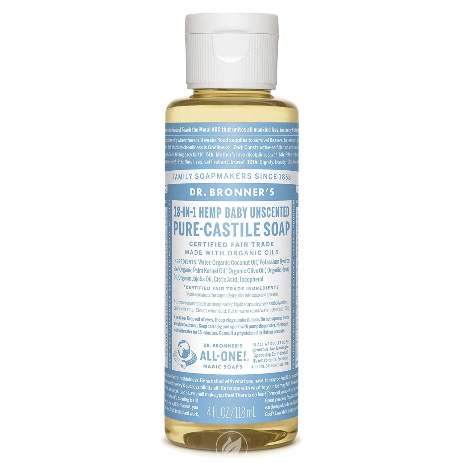 DR. BRONNER'S MAGIC SOAPS Organic Castile Liquid Soap Baby Mild 4 OUNCE
