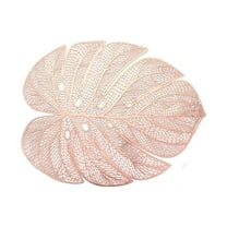 Wadada Wedding Leaf Placemats Metallic Plastic Place Mats, Pressed Vinyl Table Mats, Tropical Leaves Tablemats for Dining Wedding Accent Centerpiece Dinner Table Decoration (Pink)