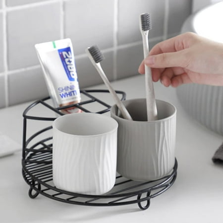 Marble Bathroom Toothbrush Holder Set White Ceramic Tooth Cup ...