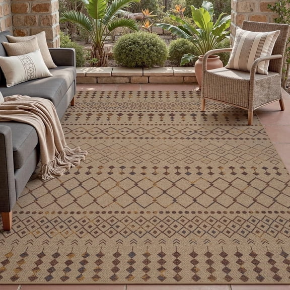 VUNATE Outdoor Rugs Carpet 6'x9' Jute Rug Bohemian Tribal Washable Patio Rug Distressed Modern Braided Area Rugs Colorful Indoor Outdoor Rugs for Living Room Entryway Laundry Balcony