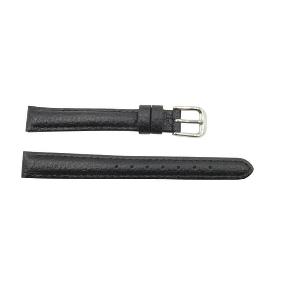 Ladies 12mm Black Genuine Textured Leather Replacement Watch Strap