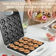 thumbnail image 2 of Mini Donut Maker, Mini máquina para hacer panqueques para desayuno, refrigerios, postres y más con superficie antiadherente, máquina para hacer pasteles, calentamiento de doble cara Hace 16 donuts, 2 of 5