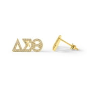 SORORITY SHOP Delta Sigma Theta Stud Earrings Cubic Zirconia Stone 18K Gold