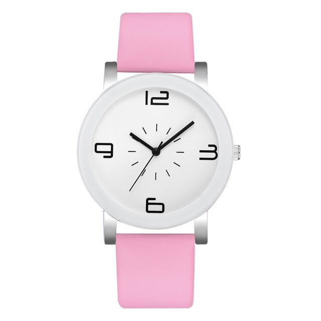 Reloj de aleación de moda Reloj de pulsera de cuarzo con pantalla analógica y esfera redonda (rosa)