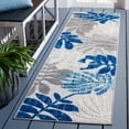 thumbnail image 2 of SAFAVIEH Cabana Elouise Botanical Indoor/Outdoor Runner Rug, Grey/Blue, 2' x 12', 2 of 13