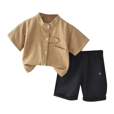 

Baby Boy Clothes Boys Outfit Sets Summer Shirt Short 6M To 5T Comfortable Soft Kids Clothes Cute Children s Suit Khaki 2-3 Years