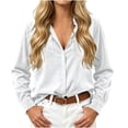 thumbnail image 4 of Dvprdro Womens Corduroy Shirt Button Down Collared Long Sleeve with Pockets Solid Casual Fall Tops, 4 of 8