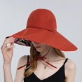 thumbnail image 2 of CoCopeaunts Women's Sunhat Wide Brim Beach Topless Summer Hat Reversible Breathable Stylish Flower Ponytail Large Vacation Foldable Hat, 2 of 8