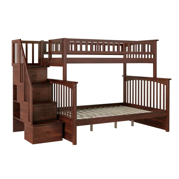 Columbia Staircase Bunk Bed Twin over Full in Walnut
