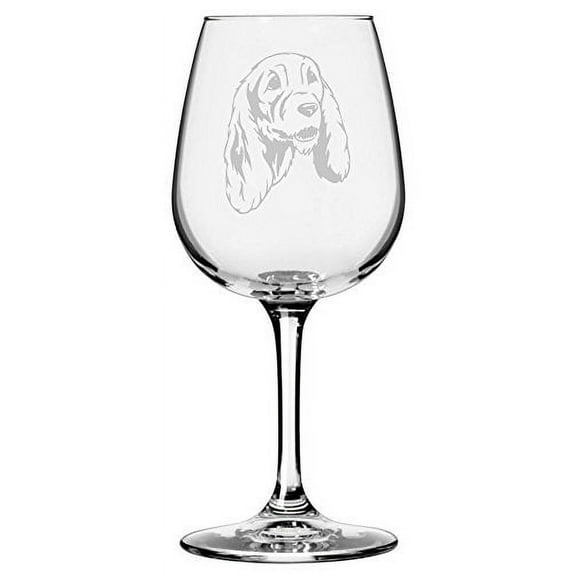 English Cocker Spaniel Dog Themed Etched 12.75oz Libbey Wine Glass