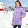thumbnail image 6 of Cethrio Girls Puffer Jackets, Mid-length Lightweight Zip up Warm Winter Coats Outerwear Purple Size 5T, 6 of 7