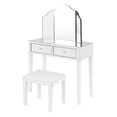 thumbnail image 4 of Inspired Home Alexandria 3-Piece Mirrored Vanity Set with Trifold Mirror, White, 4 of 8