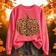 thumbnail image 4 of Halloween Leopard Print Pumpkin Graphic Pullover Crew Neck Long Sleeve Casual Sweatshirt Cozy Fall Winter Layering Top for Women 3XL, 4 of 4