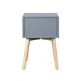 thumbnail image 4 of Bedside Table with 2 Drawer and Rubber Wood Legs, Modern Storage Cabinet Nightstand with Button Handle for Bedroom Living Room Furniture, Easy Assembly, Space Saving, Gray, 4 of 7